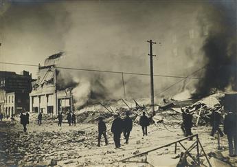 (SAN FRANCISCO EARTHQUAKE & FIRE) A remarkable collection of 40 photographs detailing the insurmountable destruction throughout San Fra